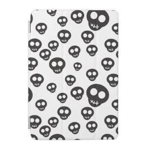 Pattern with black skulls on white iPad mini cover