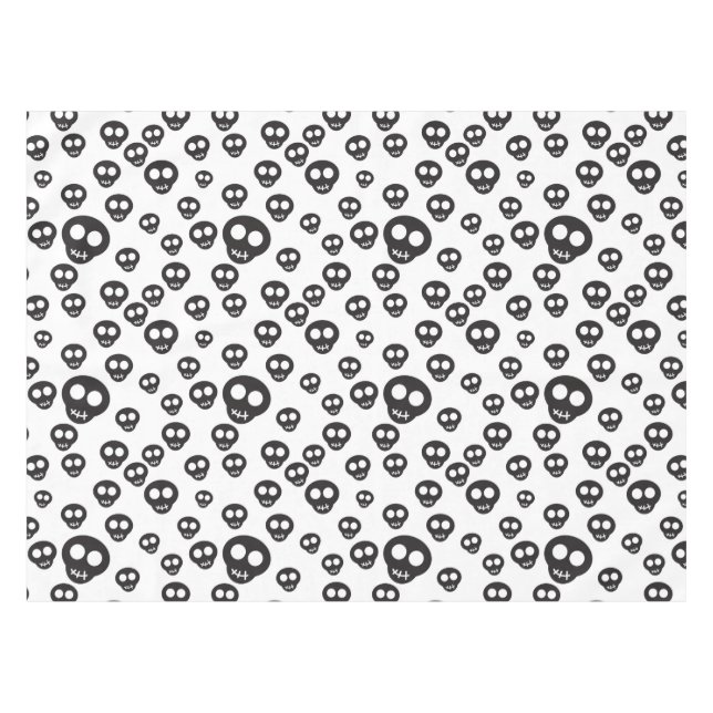 Pattern with black skulls on white tablecloth (Front (Horizontal))