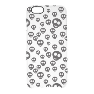 Pattern with black skulls on white clear iPhone 6/6S case