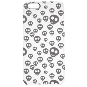 Pattern with black skulls on white clear iPhone 6 plus case