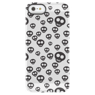Pattern with black skulls on white permafrost iPhone SE/5/5s case