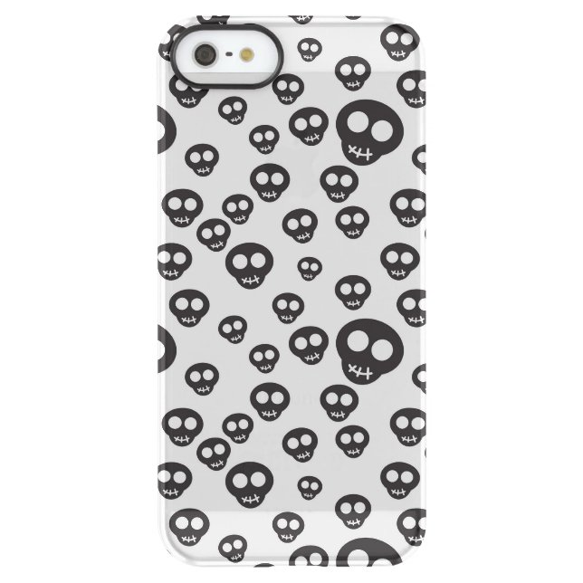 Pattern with black skulls on white uncommon iPhone case (Back)