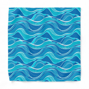 Pattern with blue waves with white tribal pattern bandana