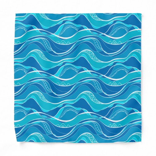 Pattern with blue waves with white tribal pattern  bandana