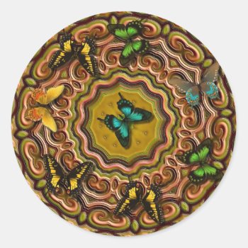 Pattern With Butterflies Classic Round Sticker by sharpcreations at Zazzle