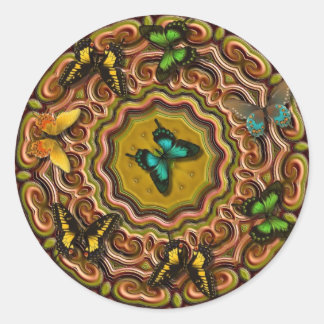 Pattern with Butterflies Classic Round Sticker