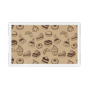 Pattern With Cakes, Desserts And Bakery Acrylic Tray