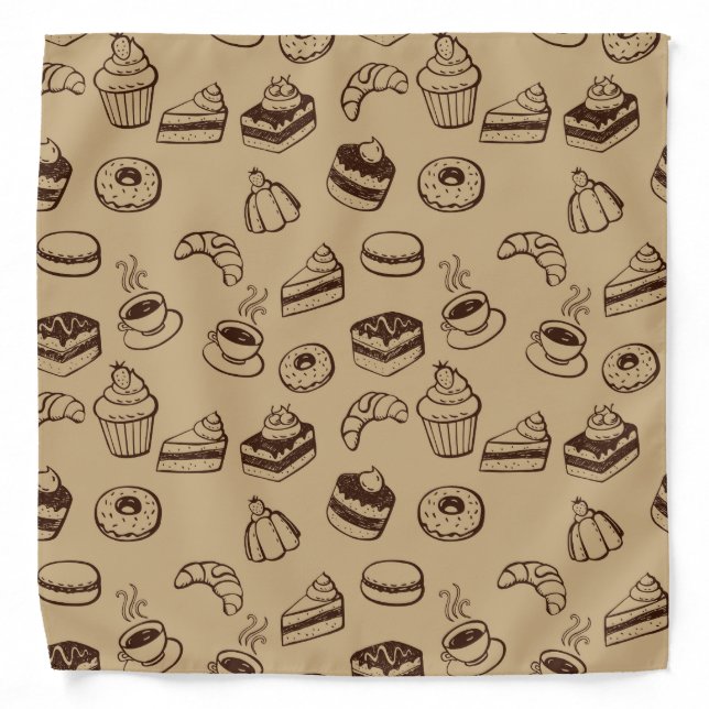 Pattern With Cakes, Desserts And Bakery Bandana (Front)