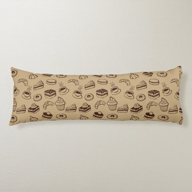 Pattern With Cakes, Desserts And Bakery Body Pillow (Front)