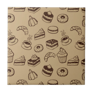 Pattern With Cakes, Desserts And Bakery Ceramic Tile