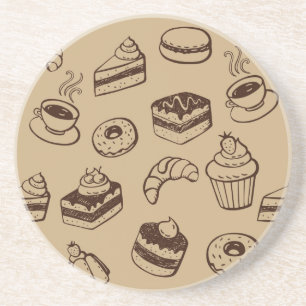 Pattern With Cakes, Desserts And Bakery Coaster