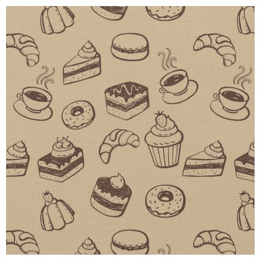 Pattern With Cakes, Desserts And Bakery Fabric