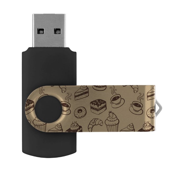 Pattern With Cakes, Desserts And Bakery Flash Drive (Opened)