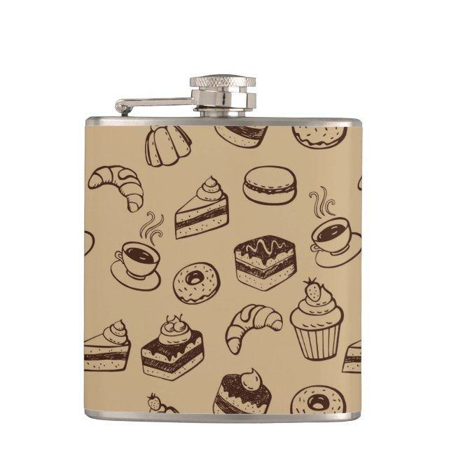 Pattern With Cakes, Desserts And Bakery Flask (Front)