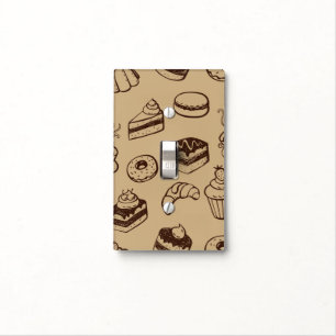 Pattern With Cakes, Desserts And Bakery Light Switch Cover