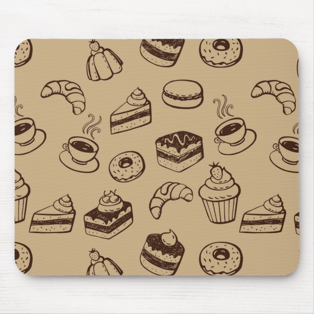 Pattern With Cakes, Desserts And Bakery Mouse Pad (Front)