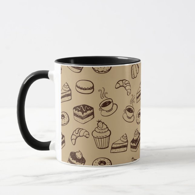 Pattern With Cakes, Desserts And Bakery Mug (Left)