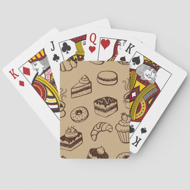 Pattern With Cakes, Desserts And Bakery Poker Cards (Back)