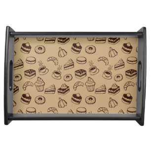 Pattern With Cakes, Desserts And Bakery Serving Tray