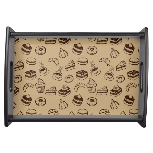 Pattern With Cakes, Desserts And Bakery Serving Tray (Front)