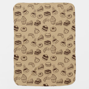 Pattern With Cakes, Desserts And Bakery Swaddle Blanket