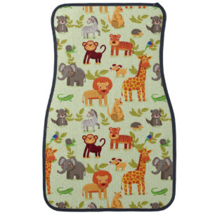 Pattern With Cartoon Animals Car Mat