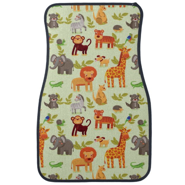 Pattern With Cartoon Animals Car Mat (Front)