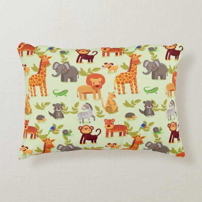 Pattern With Cartoon Animals Decorative Pillow (Front)