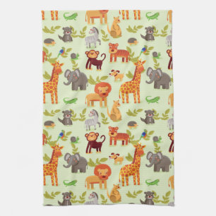 Pattern With Cartoon Animals Kitchen Towel