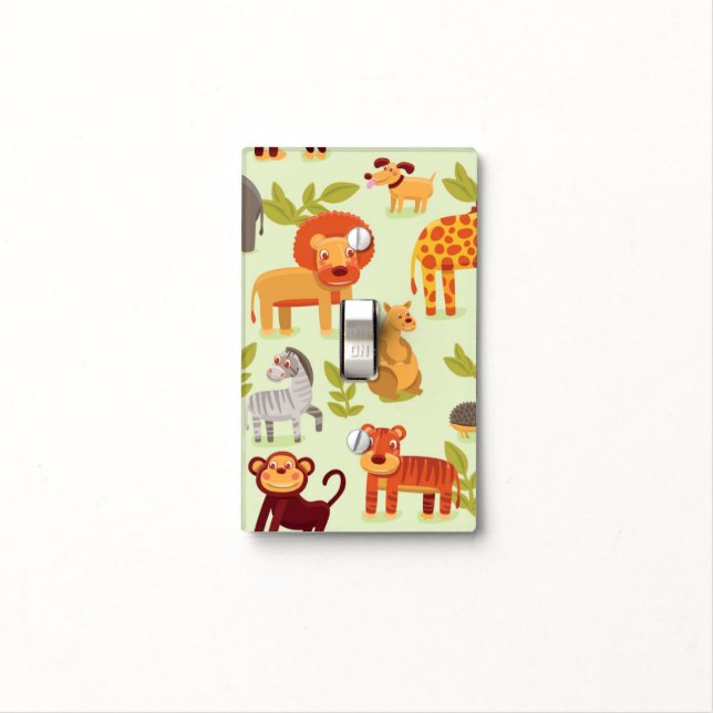 Pattern With Cartoon Animals Light Switch Cover (In Situ)