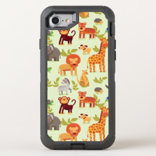 Pattern With Cartoon Animals OtterBox Defender iPhone SE/8/7 Case