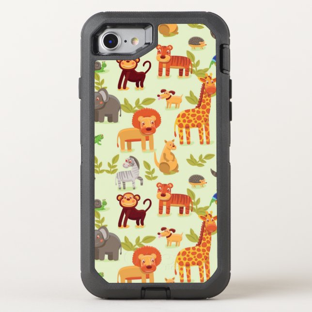 Pattern With Cartoon Animals Otterbox iPhone Case (Back)