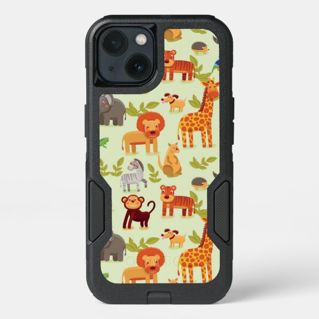 Pattern With Cartoon Animals Otterbox iPhone Case (Back)