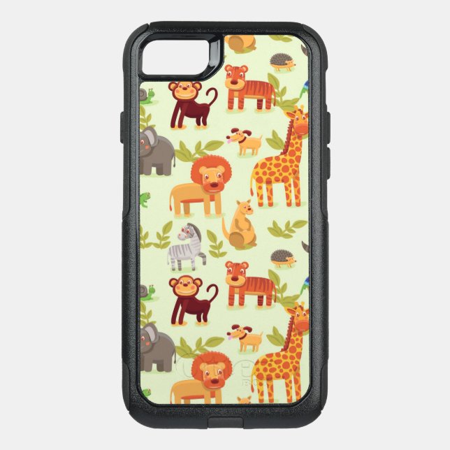 Pattern With Cartoon Animals Otterbox iPhone Case (Back)