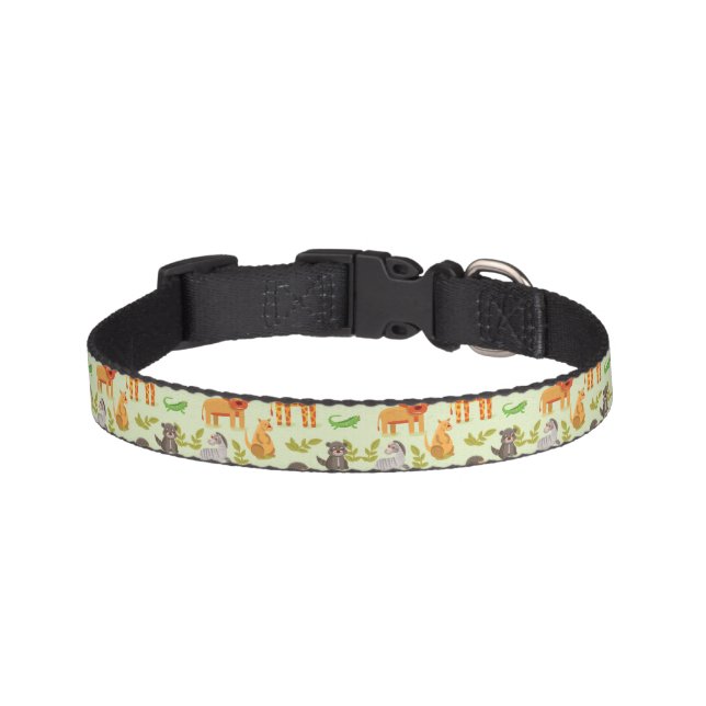 Pattern With Cartoon Animals Pet Collar (Front)
