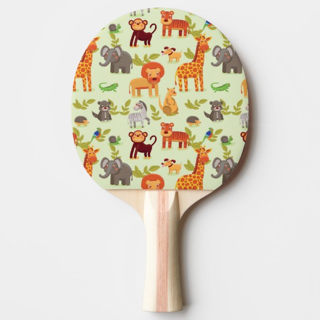 Pattern With Cartoon Animals Ping-Pong Paddle (Front)