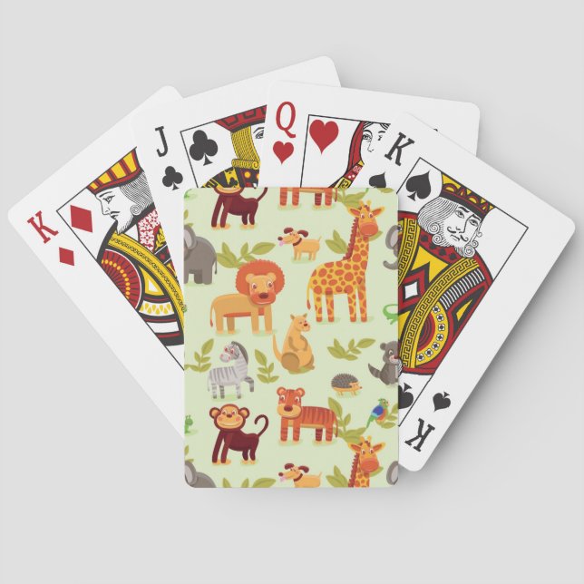 Pattern With Cartoon Animals Poker Cards (Back)
