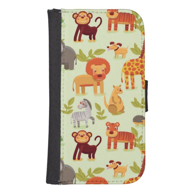 Pattern With Cartoon Animals Samsung Galaxy Wallet Case (Front)
