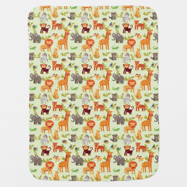 Pattern With Cartoon Animals Stroller Blanket (Front)