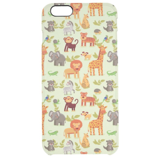 Pattern With Cartoon Animals Uncommon iPhone Case (Back)