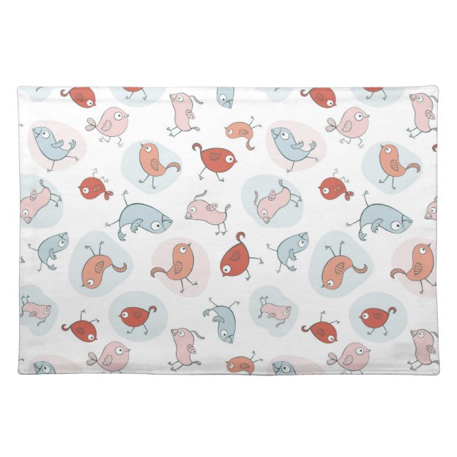 pattern with cartoon birds cloth placemat (Front)