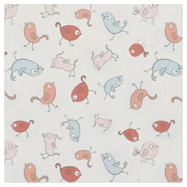 pattern with cartoon birds fabric (Close Up)