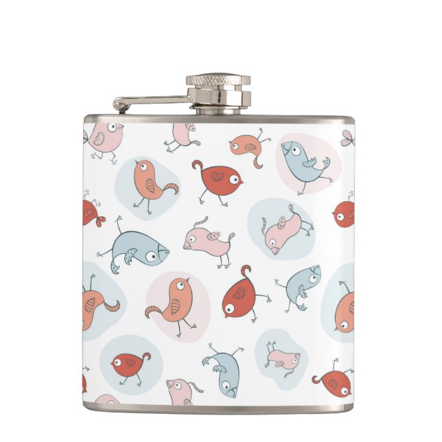 pattern with cartoon birds flask (Front)