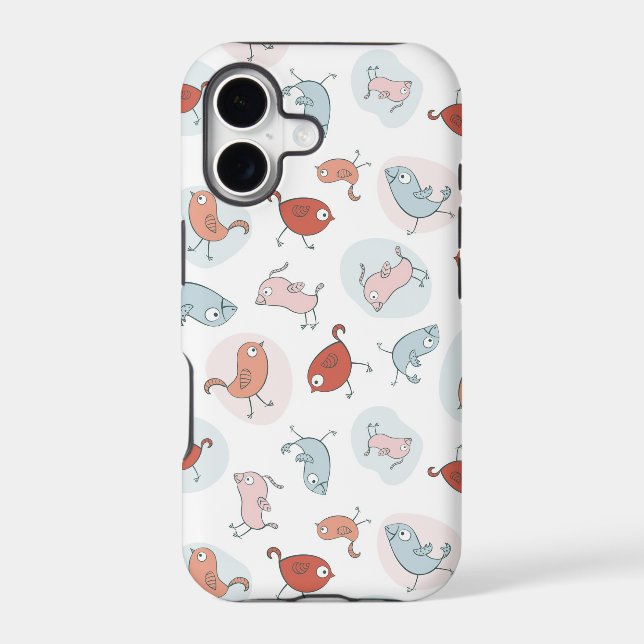 pattern with cartoon birds iphone case (Back)