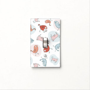 pattern with cartoon birds light switch cover