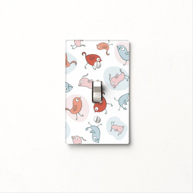 pattern with cartoon birds light switch cover (In Situ)
