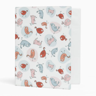 pattern with cartoon birds mini binder