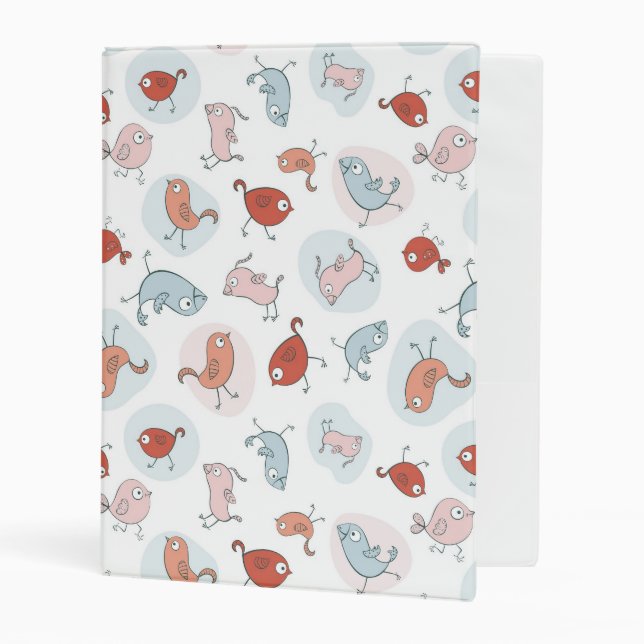 pattern with cartoon birds mini binder (Front/Inside)