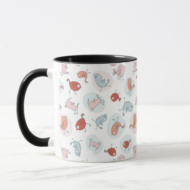 pattern with cartoon birds mug (Left)