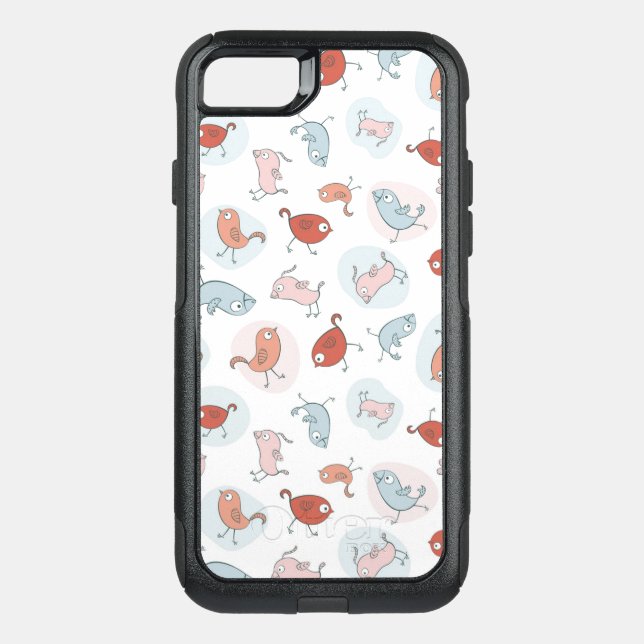 pattern with cartoon birds otterbox iPhone case (Back)